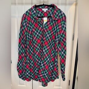 NWT Kim Rogers plaid long sleeve button up blouse women size 3x